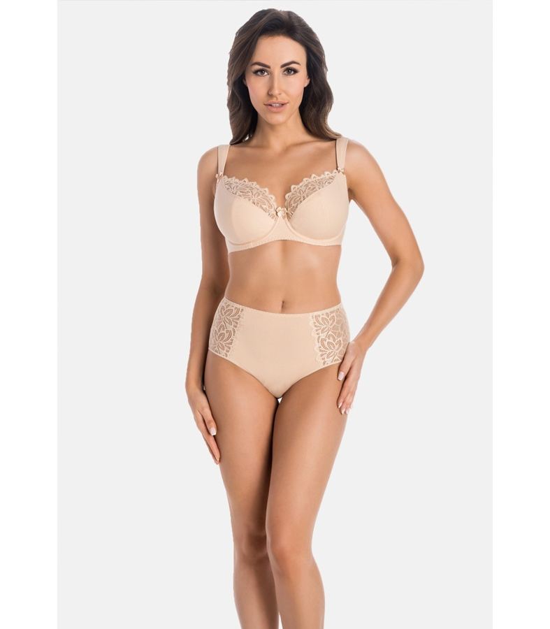 semi padded underwired bra with floral lace beige 2 Copy
