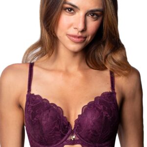 biustonosz damski koronkowy push up my body front bordowy db 9345 (Copy)