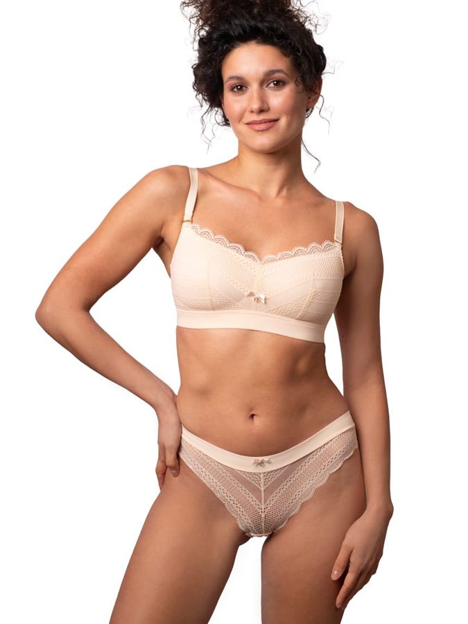 biustonosz damski koronkowy usztywniany bezfiszbinowy bezowy db 9281 (Copy)