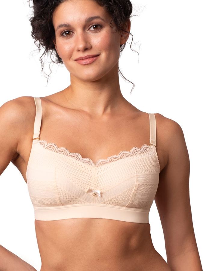 biustonosz damski koronkowy usztywniany bezfiszbinowy front bezowy db 9281 (Copy)