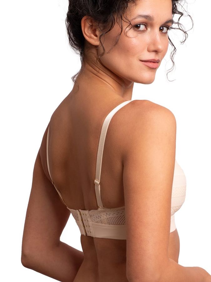 biustonosz damski koronkowy usztywniany tyl bezfiszbinowy bezowy db 9281 (Copy)