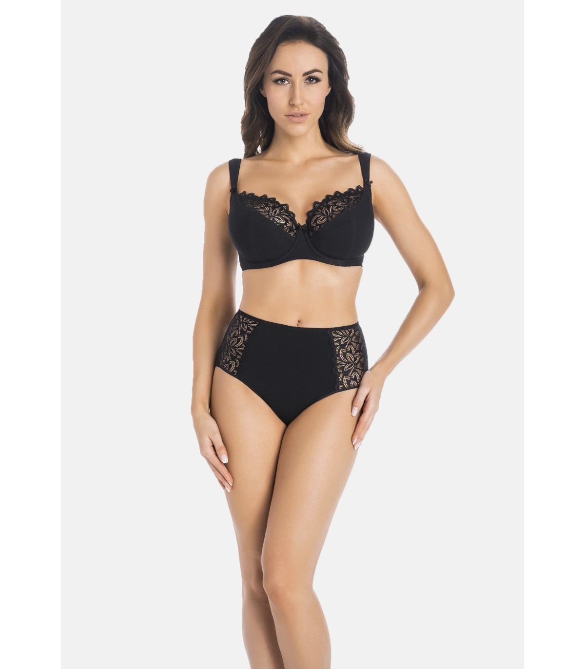 semi padded underwired bra with floral lace black (1)