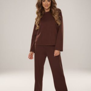 pol pm 886 Butter Dres damski De Lafense homewear z dzianiny maselko czekoladowy 124981 1 (Copy)