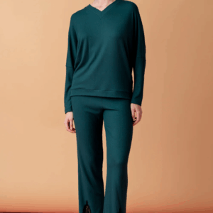 opera dluga pizama wiskozowa z koronka ciemna butelkowa zielen (Copy)