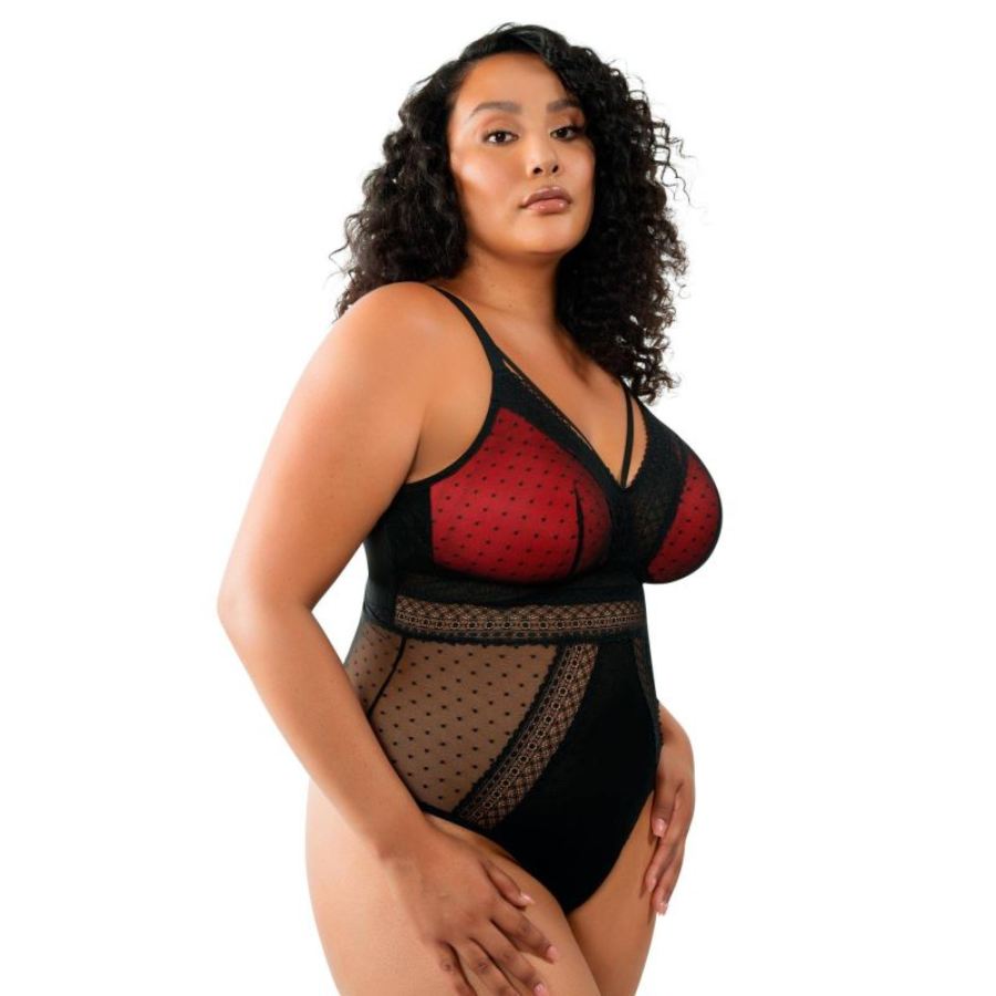 Czarne body damskie z czerwonymi wstawkami, bielizna modelujaca. (Copy)