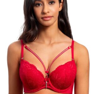 biustonosz damski plunge odpinane paseczki koronkowy push up my body czerwony db 9325 (Copy)